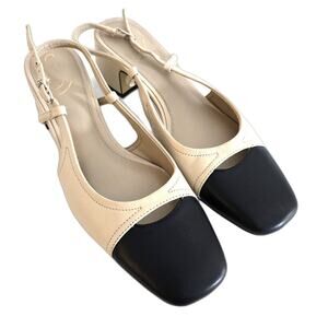 Sam Edelman Tarra Slingback Heels Size 8 Summer Sand/Black Leather